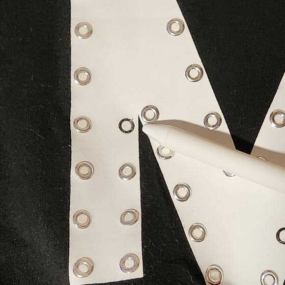 Michael Kors Womens Sz L Mini T Shirt  Dress Black White Logo Hooded Read - Picture 10 of 11